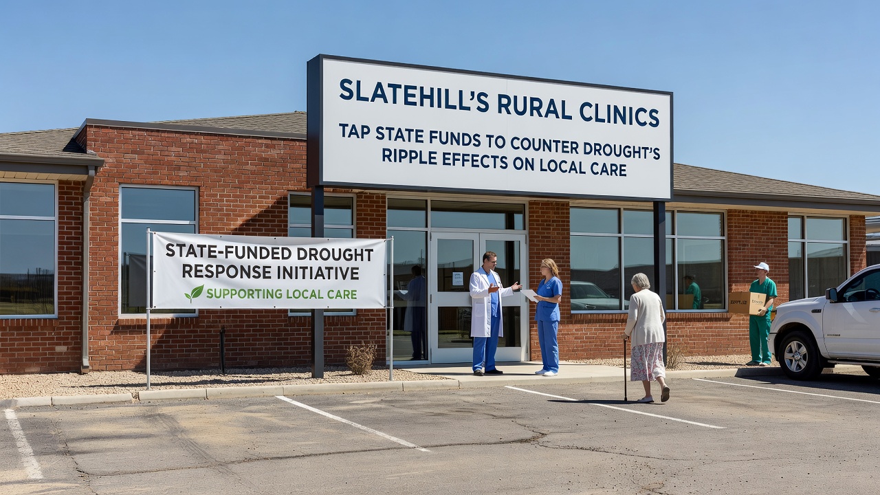 Technicians installing water conservation equipment at a Slatehill rural clinic